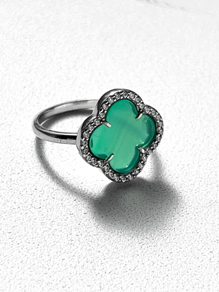 Onyx ring Silver 925° (rhodium) 910195z