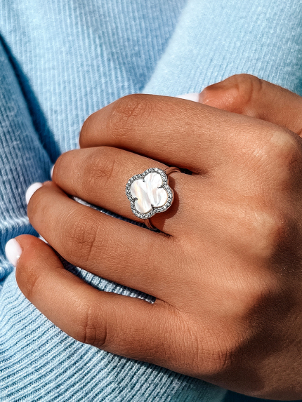 Pierścionek z masy perłowej Srebro 925° (rod) 910195b