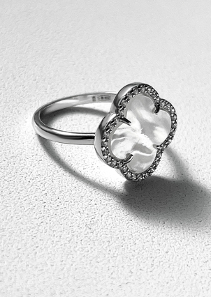 Каблучка перламутр Срібло 925° (родій) 910195б