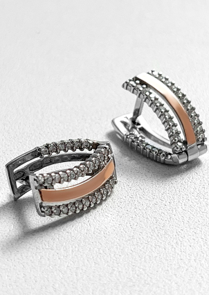 Сережки фіаніт Срібло 925° золото 375° 000179