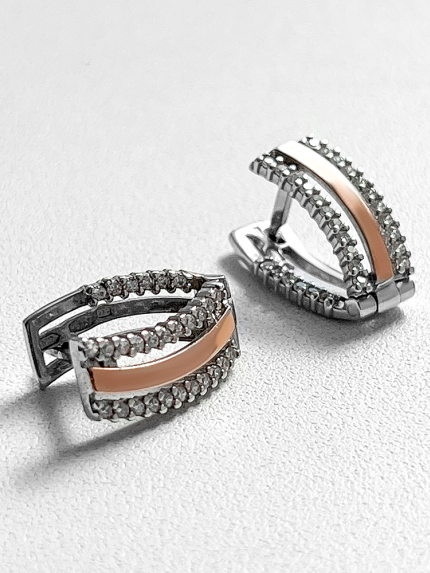 Kolczyki cyjanitowe Srebro 925°, złoto 375° 000179