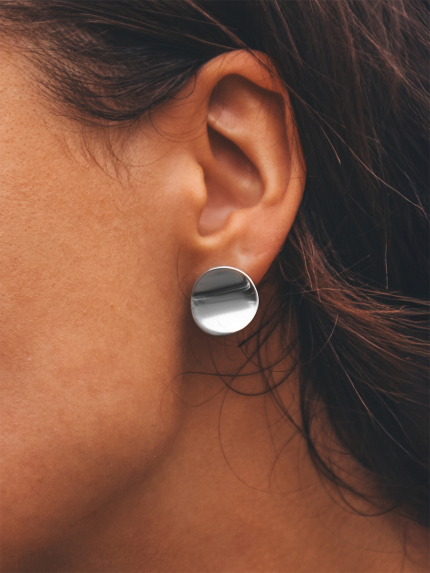 Сережки без вставок Срібло 925° (родій) 001029