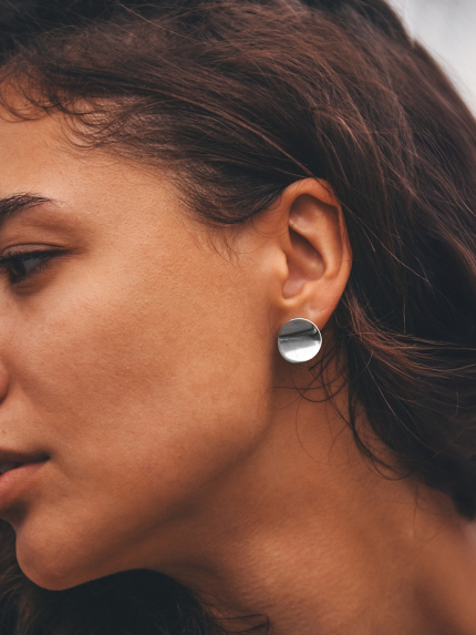 Сережки без вставок Срібло 925° (родій) 001029