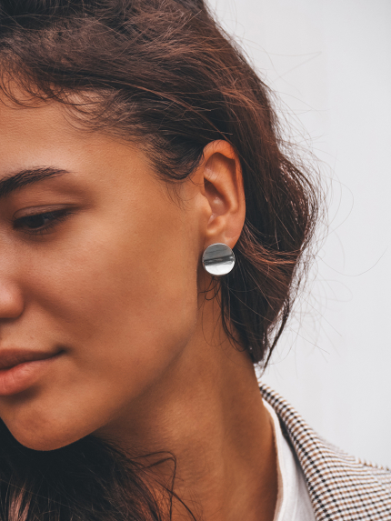 Сережки без вставок Срібло 925° (родій) 001029