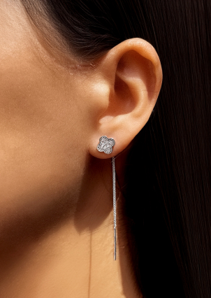 Сережки фіаніт Срібло 925° (родій) 000462