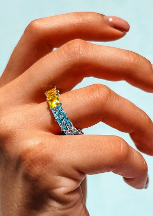 Каблучка Фіаніт (5А) Срібло 925° (родій) sr48be