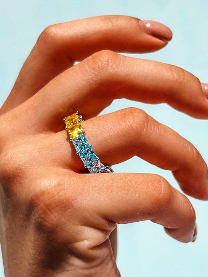 Каблучка Фіаніт (5А) Срібло 925° (родій) sr48be