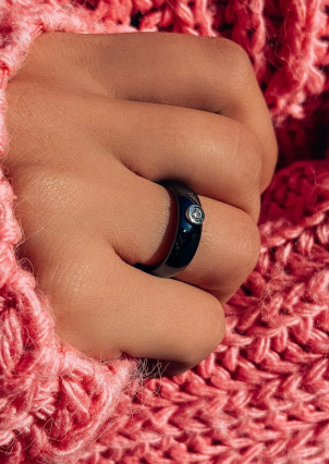 Каблучка Кераміка фіаніт срібло 925°/ ювелірна кераміка 1629ч058