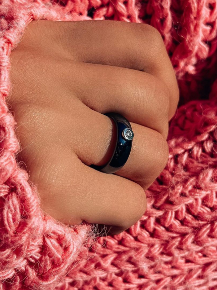 Ring Ceramics cubic zirconia silver 925°/ jewelry ceramics 1629ch058