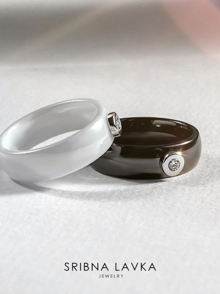 Ring Ceramics cubic zirconia silver 925°/ jewelry ceramics 1629ch058