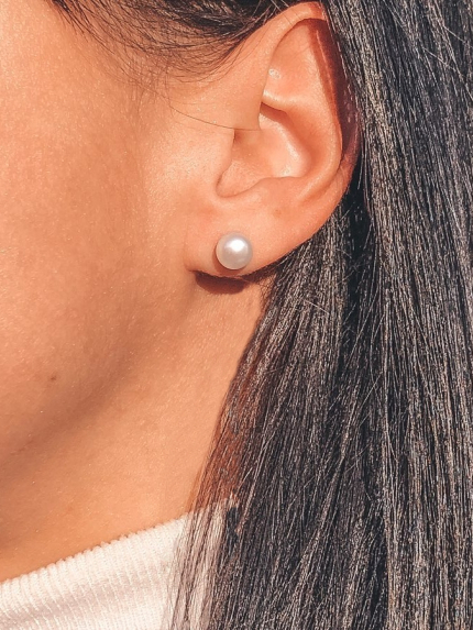 Сережки перлина Срібло 925° (родій) 050210