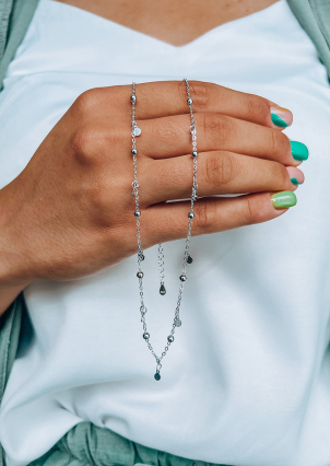 Кольє без вставок Срібло 925° (родій) gwn267p