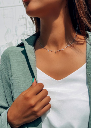 Кольє без вставок Срібло 925° (родій) gwn267p