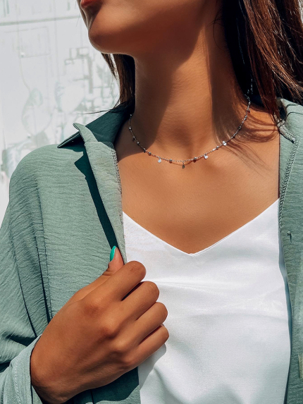 Кольє без вставок Срібло 925° (родій) gwn267p