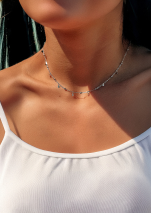 Кольє без вставок Срібло 925° (родій) gwn267p