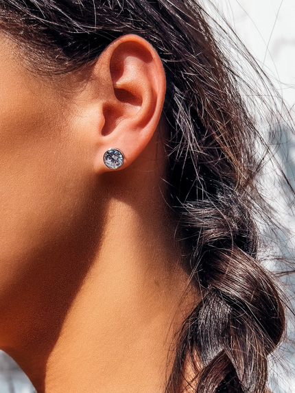 Kolczyki narzeczone (AAAA) Srebro 925° (rod) APE33P8