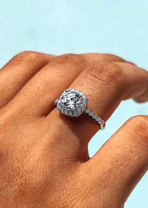 Каблучка Фіаніт (5А) Срібло 925° (родій) 120004