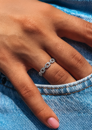 Каблучка Фіаніт (5А) Срібло 925° (родій) 120226