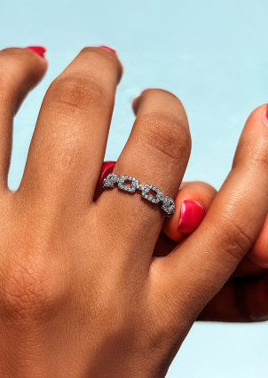 Каблучка Фіаніт (5А) Срібло 925° (родій) 120226