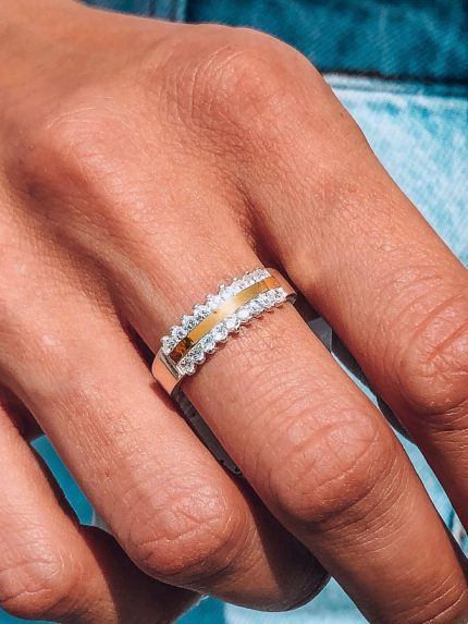 Ring cubic zirconia Silver 925° gold 375° 0207.10