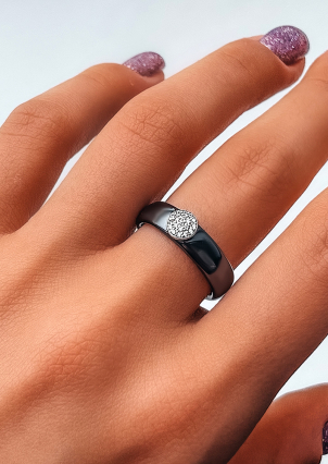 Pierścionek Ceramika cyrkonia srebrna 925°/ ceramika jubilerska 1629ch056