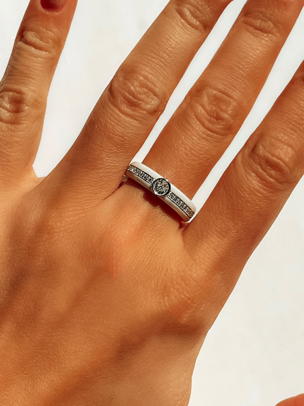 Каблучка Кераміка фіаніт срібло 925°/ ювелірна кераміка 1629б023