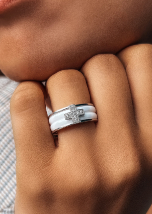 Каблучка Кераміка фіаніт срібло 925°/ ювелірна кераміка 1629б057