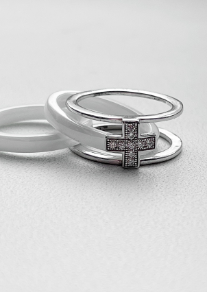 Каблучка Кераміка фіаніт срібло 925°/ ювелірна кераміка 1629б057