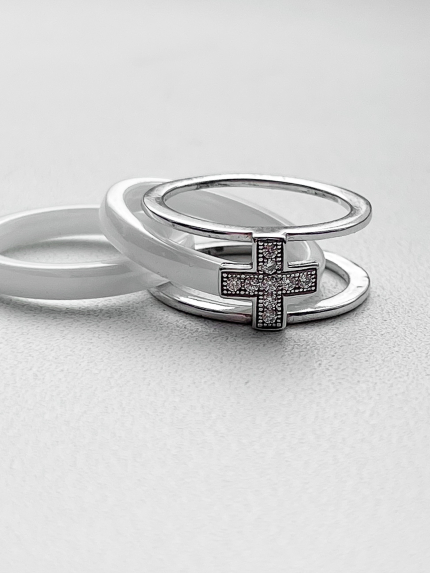 Каблучка Кераміка фіаніт срібло 925°/ ювелірна кераміка 1629б057