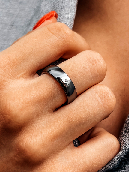 Каблучка Кераміка фіаніт срібло 925°/ ювелірна кераміка 1629ч066