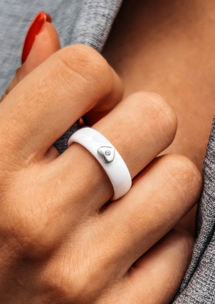 Каблучка Кераміка фіаніт срібло 925°/ ювелірна кераміка 1629б066