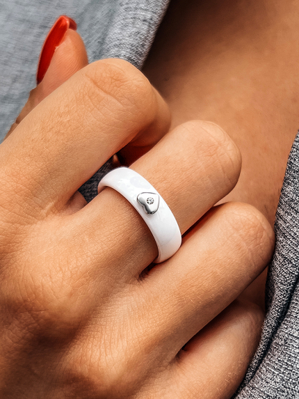 Каблучка Кераміка фіаніт срібло 925°/ ювелірна кераміка 1629б066