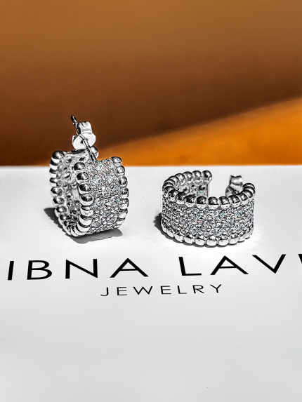 Сережки фіаніт Срібло 925° (родій) 000866