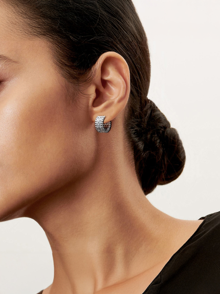 Сережки фіаніт Срібло 925° (родій) 000866