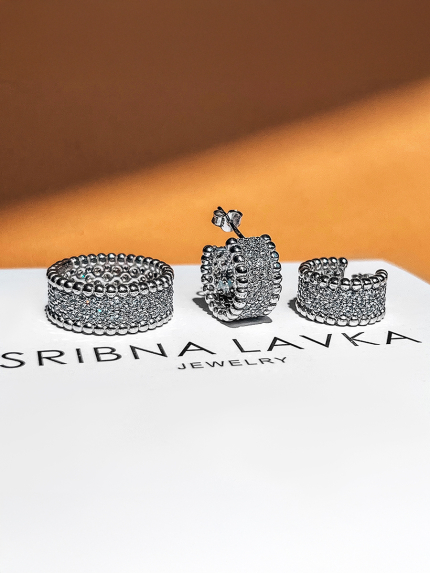 Сережки фіаніт Срібло 925° (родій) 000866