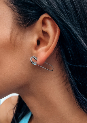 Сережки без вставок Срібло 925° (родій) 20341