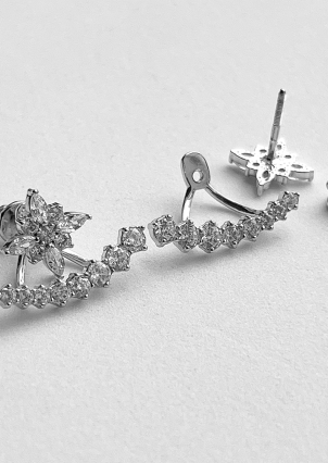 Сережки фіаніт Срібло 925° (родій) 29030