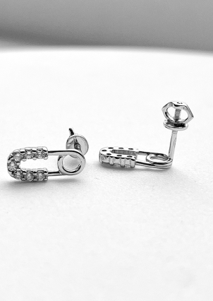 Сережки фіаніт Срібло 925° (родій) 29192