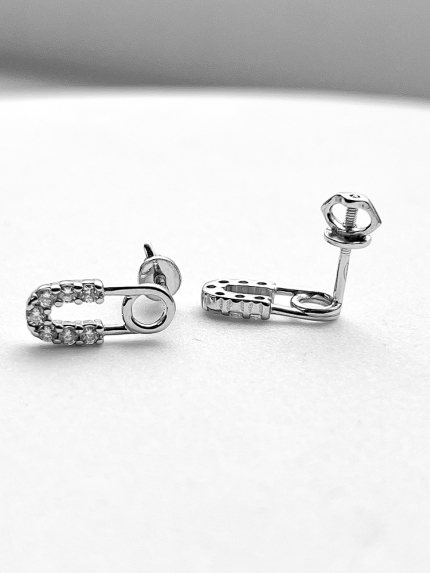 Сережки фіаніт Срібло 925° (родій) 29192