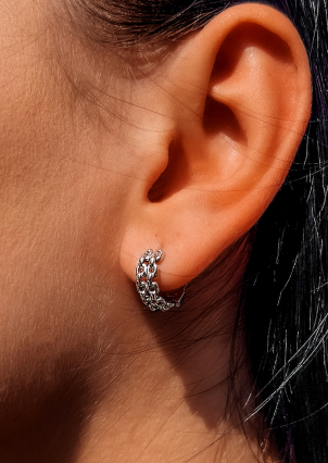 Сережки без вставок Срібло 925° (родій) 20319