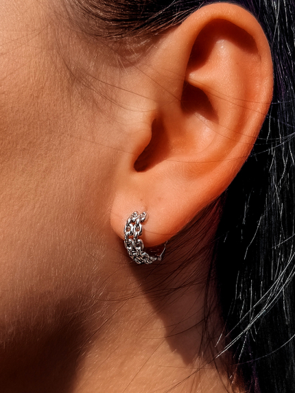 Сережки без вставок Срібло 925° (родій) 20319