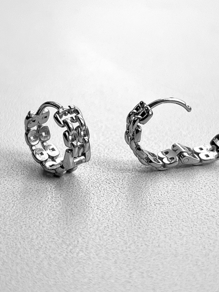 Сережки без вставок Срібло 925° (родій) 20319