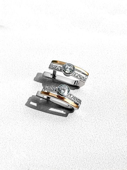 Сережки фіаніт Срібло 925° золото 375° 495с