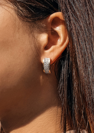 Сережки фіаніт Срібло 925° золото 375° 016с