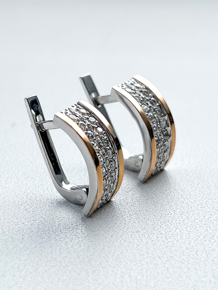 Cyjanitowe kolczyki Srebro 925°, złoto 375° 016s