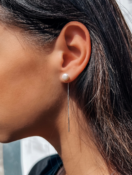 Kolczyki z perełkami Srebro 925° (rod) 000904