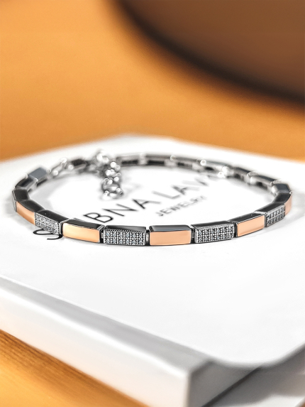 Браслет фіаніт Срібло 925° золото 375° 000874