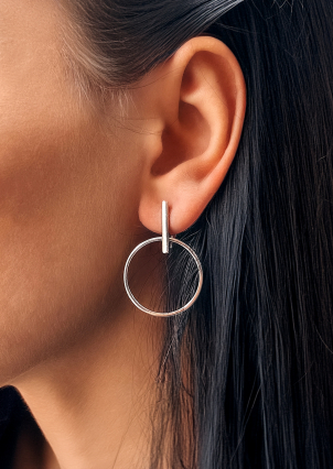 Сережки без вставок Срібло 925° (родій) 20109