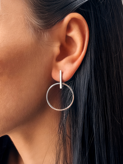 Сережки без вставок Срібло 925° (родій) 20109