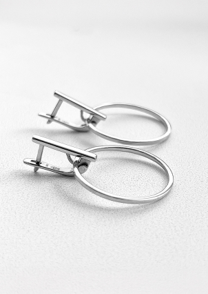 Сережки без вставок Срібло 925° (родій) 20109